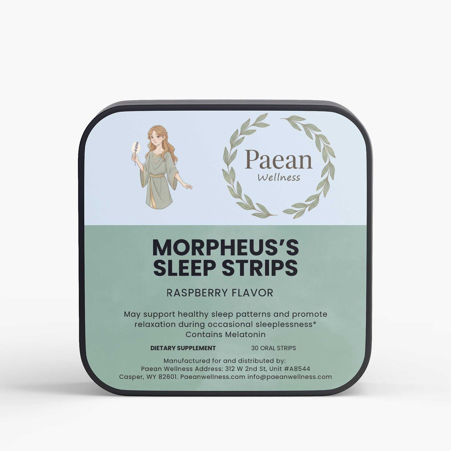 Morpheus's Sleep Strips raspberry flavor dietary supplement for healthy sleep and relaxation with melatonin.
