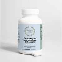 Ocean Pure Magnesium Glycinate supplement bottle with capsules for sleep, cramps, stress, and mood support