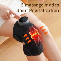 Person using rechargeable heated knee massager with 5 massage modes for joint revitalization