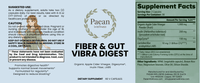 Fiber & Gut Vibra Digest dietary supplement with apple cider vinegar, inulin, probiotics, and enzymes for digestive health and gut balance.