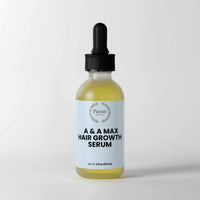 A&A Max hair growth serum bottle with dropper, light blue label